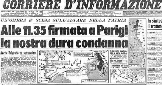 Corriere: la notizia della firma del Trattato di Parigi